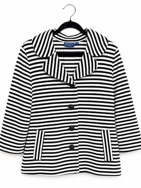 Pendleton Black and White Striped Blazer